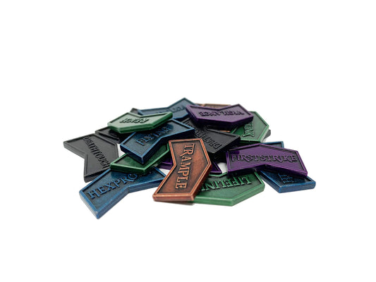 Citadel Black MTG Keyword Counters Set of 24 Metal Tokens - with Velvet Drawstring Pouch Antique Metal Finish Tokens Magic: The Gathering New 2022 Update